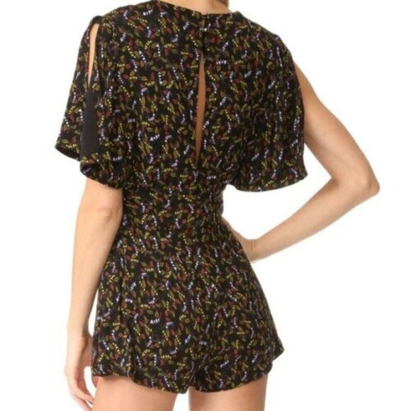 Free People Meet Virginia Black Floral Print Romper Size 4 - Picture 4 of 8